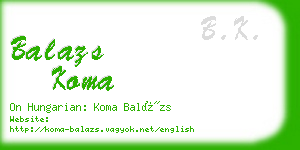 balazs koma business card